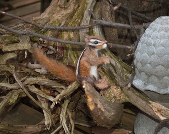 Realistic Needle Felted Wool Chipmunk