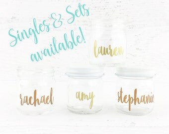 Personalized Mason Jar Shot Glasses - Personalized Shot Glasses - Bridal Party Gifts - Personalized Favors - Single or Set - w/ or w/o Lids
