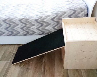 Dog Ramp and Bed, Wood Raised Dog Bed with Ramp, Pet Ramp, Pet Bed with Ramp made of spruce wood