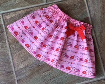 SALE, Baby Girl Valentine Outfit, Girl Valentine Skirt, Lovebug Skirt, Red and Pink Valentine Skirt, Handmade, ONE 18 mo. Available