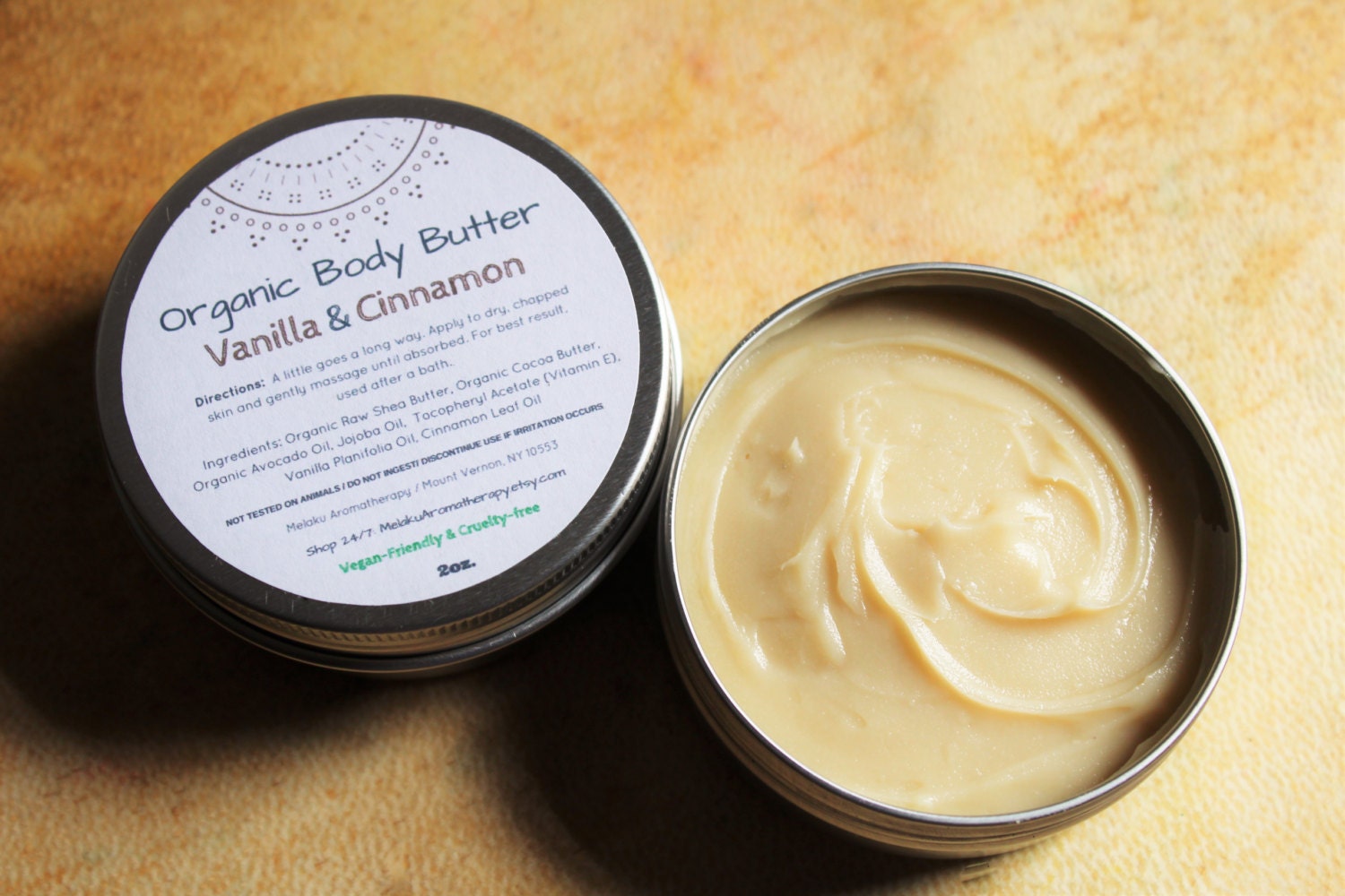 Vanilla Cinnamon Organic Body Butter Moisturizer Travel