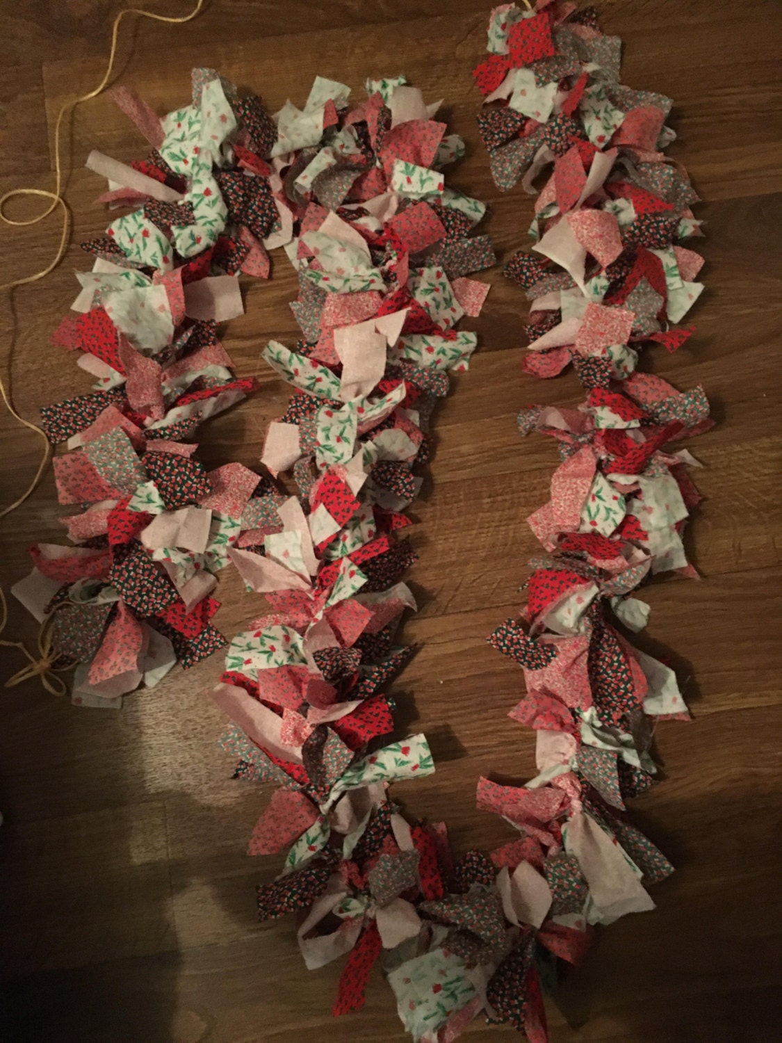 Rag Garland Christmas Garland Fabric Red White Green