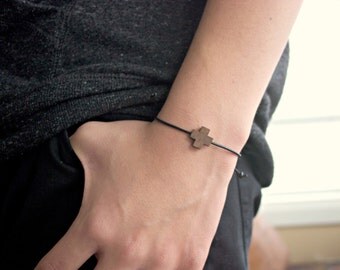 Men's Cross Bracelet / Men's Wood Cross Bracelet / Men's Leather Bracelet / Men's Cord Bracelet
