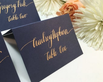 Wedding Place Cards-Place Cards-Escort Cards-Place Cards Wedding-Wedding Calligraphy-Gold Place Cards-Navy Place Cards-Calligraphy