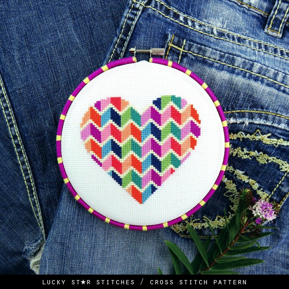 Heart Cross Stitch Pattern Valentines Cross by ...