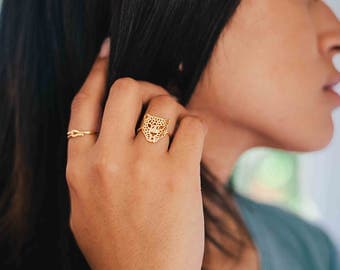 Panther ring - minimalist animal ring - thin gold ring - edgy gold ring - hypoallergenic ring - tiny delicate ring - animal ring - gold ring