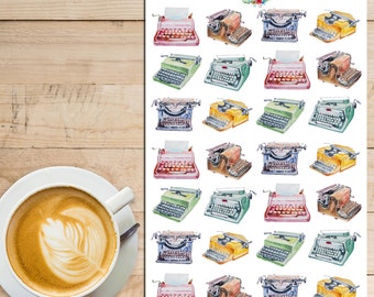 Vintage Watercolour Typewriters Planner Stickers | Retro Typewriters | Watercolour Stickers | Writing Stickers | Typewriter Stickers (S-205)