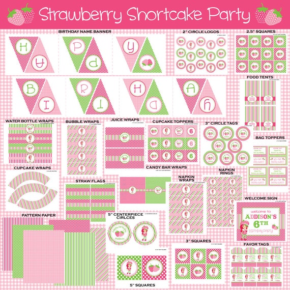 Strawberry Shortcake Party Printables by ThePartyDarlingLLC