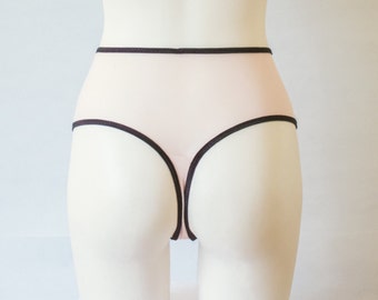 Pink Thong Panties: Hipster Panties, Sexy Pink Lingerie, Sheer Pink Underwear, Thong, High Waist Knickers, High Waist Thong, Mesh Lingerie