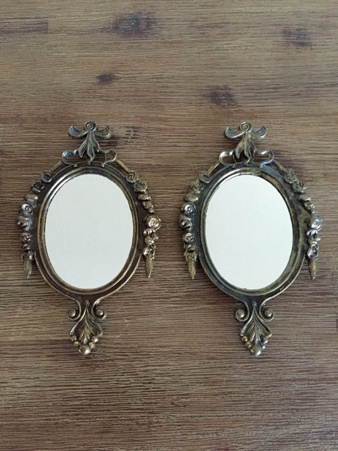 Vintage Ornate Italian Mirror Small Ornate Mirror Metal