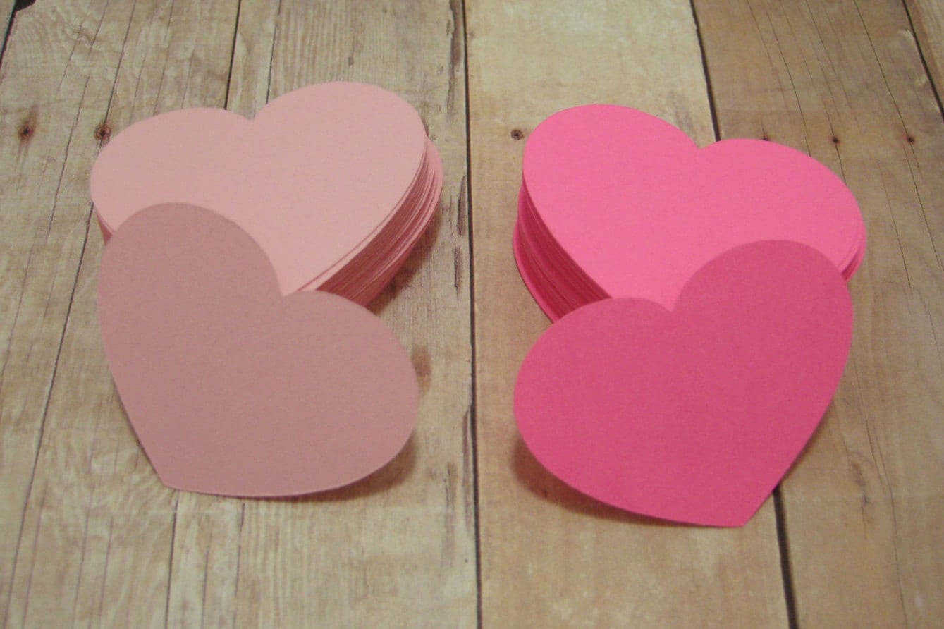 Small Heart Cutouts-Pink Cardstock Hearts-Valentines Day