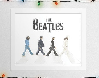 THE BEATLES PRINT, The Beatles Abbey Road, John Lennon, Paul McCartney, George Harrison, Ringo Starr, Watercolor, Wall Art, Digital Print