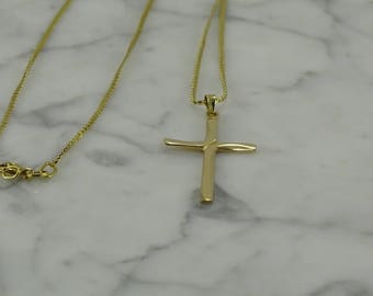 14K Gold Cross on a 14k Gold Neckchain (23")