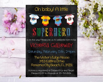 superhero baby shower invitation superhero baby shower invite superhero theme baby shower baby shower mom to be super baby chalkboard