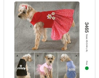 Sewing Pattern for Dog Dress and Dog Shirt, Kwik Sew # 3465, Pattern for Dog Clothes, "Spoiled", "Diva", Dog Tulle Dress