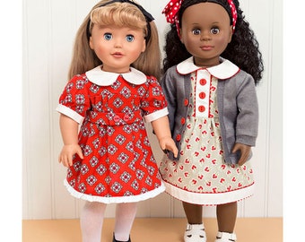Sewing Pattern for 18" Doll Wardrobe, Simplicity Pattern 1443, 18 inch Doll Clothes Pattern, Doll Dresses, Sweater,Romper, Playsuit, AG Doll