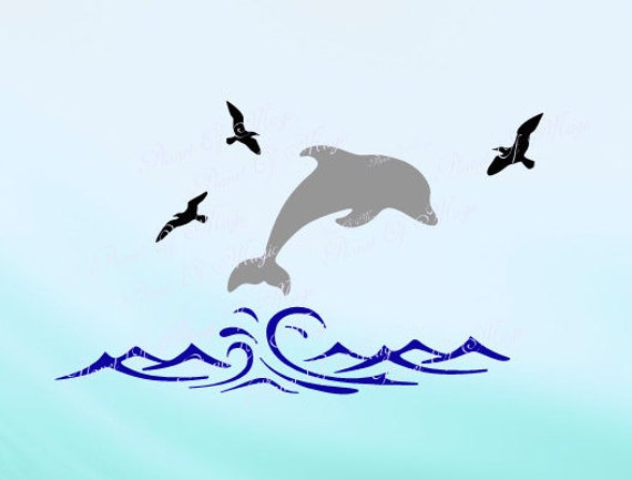 Download Dolphin SVG Waves Svg Animal Svg Wall Design Svg Sea Life