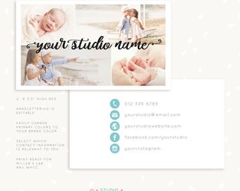 Photography Business Card Template, Photoshop Template, Photo Business Cards, Photography Marketing, Handlettering Card for Photographers
