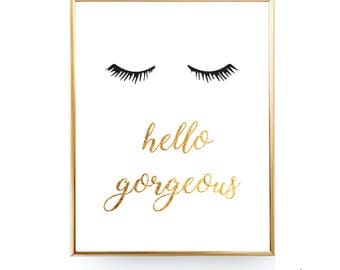 Gold Foil Wall Art hello gorgeous art | etsy Gold Foil Wall Art hello gorgeous art | etsy