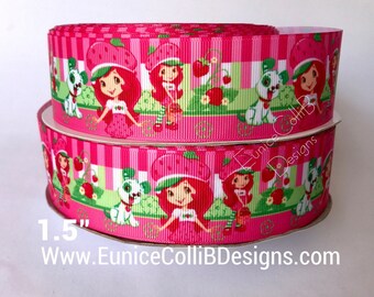 1.5" Strawberry shortcake inspired ribbon