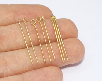 25mm Gold Tone Eye Pins, Golden Brass Eye Pins, sku/BKT16