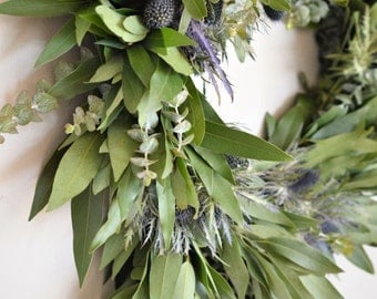 Bay and Thistle Wreath | Summer Wreath | Summer Wreaths for Front Door | Front Door Wreaths | Eucalyptus Wreath | Wreaths for Front Door