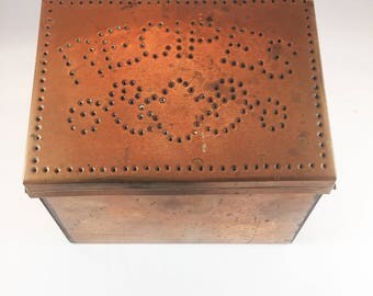 Copper Recipe Box - 3 x 5 Recipe Box - Vintage Copper - Vintage Recipe Box - Primitive Kitchen Decor - Primitive Copper - Recipe Storage