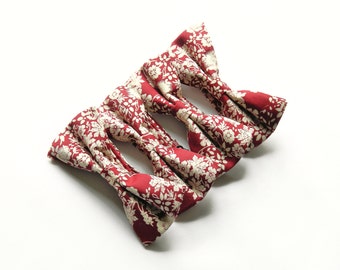 Set of 4 men's floral burgundy bow ties Pre-tied wedding bow ties groomsmen uk