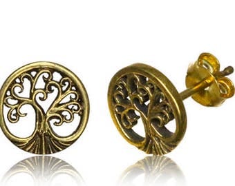 Piercing oreille, boucle d'oreille L'Arbre de vie / Brass ear stud The Tree of Life