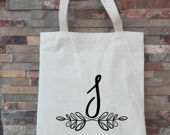 initial tote bags, screen printed bag, girlfriend gift, tote bag with name, custom bride tote, wedding planner tote, personlized tote bag