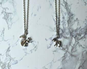 TWO Supernatural Friendship Necklaces Squirrel and Moose
