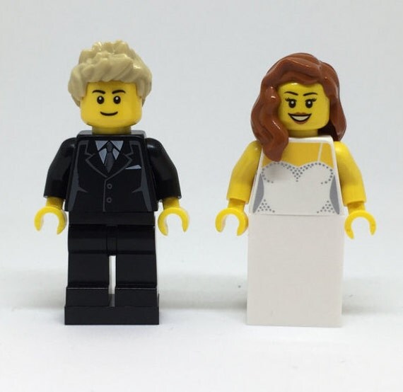 LEGO Bride and Groom with detailed dress LEGO Cake Topper