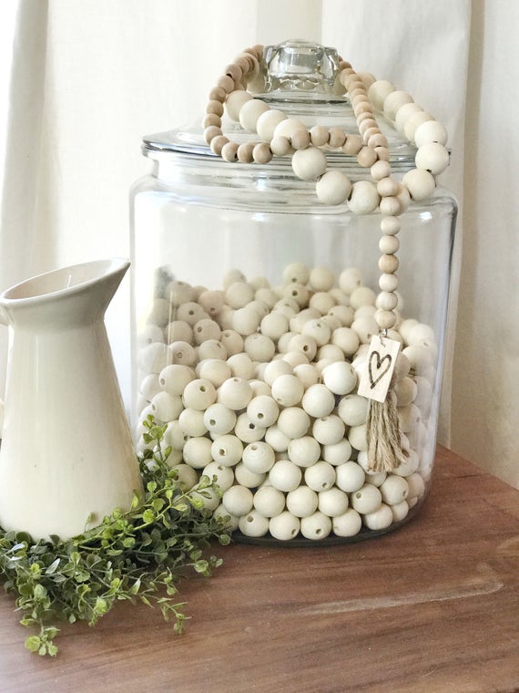 Items similar to Wood Bead garland Wood Beads BoHo Beads Farmhouse