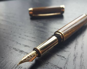 CUSTOM FOUNTAIN PEN- Customizable Hand Carved Fountain Pen - Wood or Acrylic