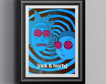 Rick and Morty Trippy Groovy Poster // Rick and Morty Poster // Adult Swim Cartoon Network Wall Art // Gifts for Her Gifts for Him