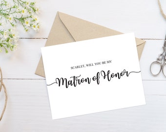 Will you be my Matron of Honor Proposal Card Matron of Honor Card Printable Cards Template Sister Matron of Honor Gift Proposal Template