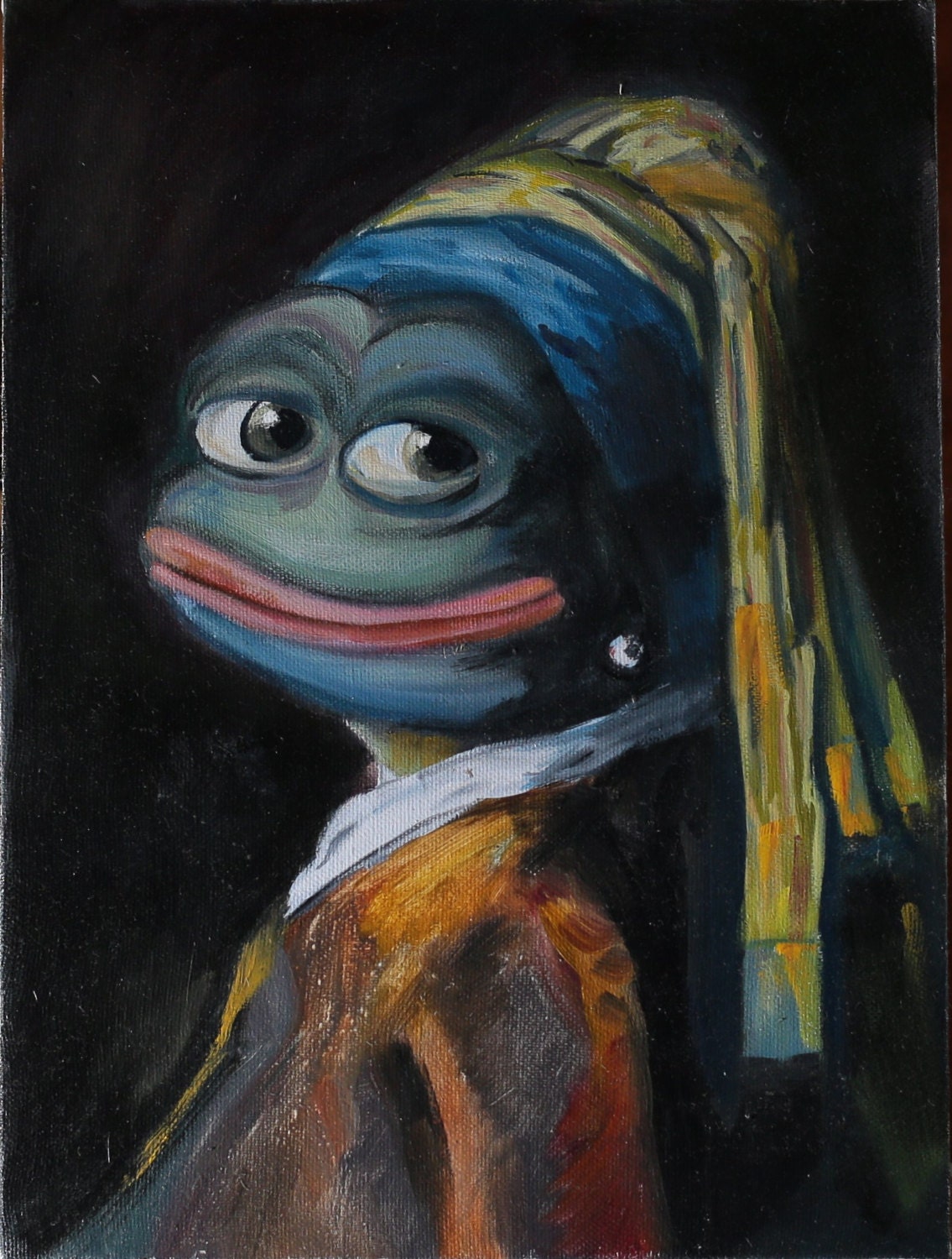 Pepe the Frog Girl with a Pearl Earring bitcoins accepted