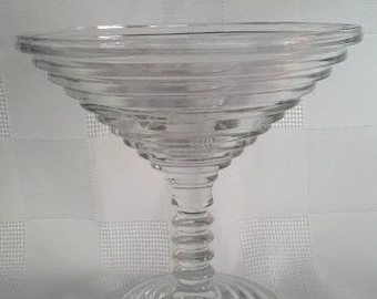 Manhattan Comport or Martini Glass - ''Horizontal Ribbed'' Anchor Hocking, 1938-1943