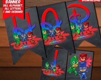 PJ Masks Banner-Digital Birthday Pj Masks Banner-Pj Masks Party Decoration-Pj Masks Printables Banner-Pj Masks Party-DIGITAL Download
