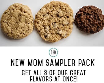Lactation Cookies - New Mom Lactation Support Cookie Sampler Pack One Dozen Cookies - Great New Mom Gift for Breastfeeding Mom Gift for Her