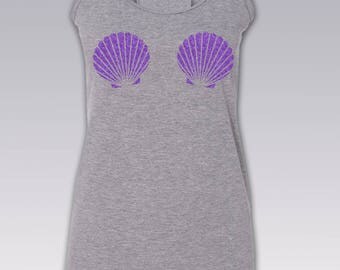 Mermaid Shell Shirt / Mermaid Shell Tank Top / Mermaid Top / Seashell Shirt / Mermaid Shell Bra / Shirt / Mermaid Top / Mermaid / S - 2XL