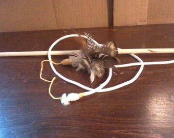 Handmade Cat Toy, Natural Feathers, Batting Toy, No String MADE TO ORDER *Read