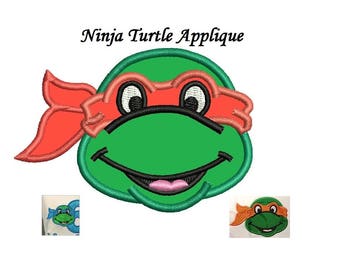 Ninja Turtle Applique Embroidery Design - 3 design sizes - Mutant Ninja INSTANT DOWNLOAD