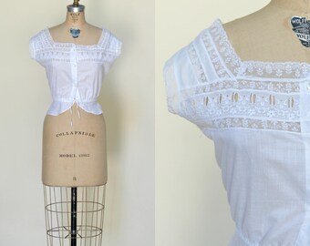Edwardian Camisole --- Antique White Cotton Blouse