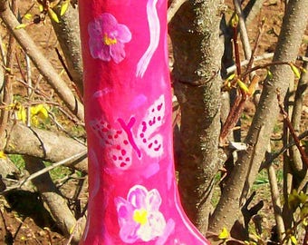 Butterflies in Pink: Handpainted Gourd Birdhouse