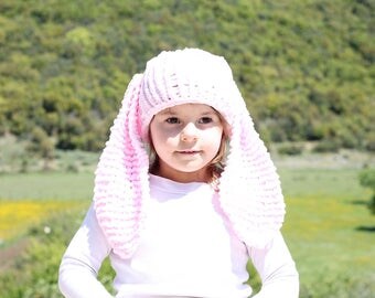 Pink bunny hat, animal hat, bunny beanie, bunny ears, easter bunny hat, kids bunny hat, bunny costume, bunny hat, easter baby gift, baby hat