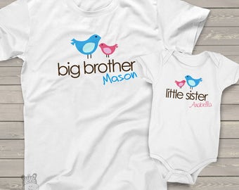 big brother, little sister shirt - adorable matching sibling set for any big/little combination
