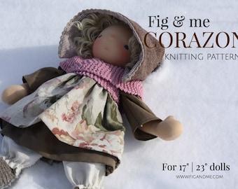 Instant Download, PDF Knitting Pattern, Waldorf Inspired Doll Clothing, DIY Doll Clothes, Knitting for Dolls, Corazon by Fig&Me