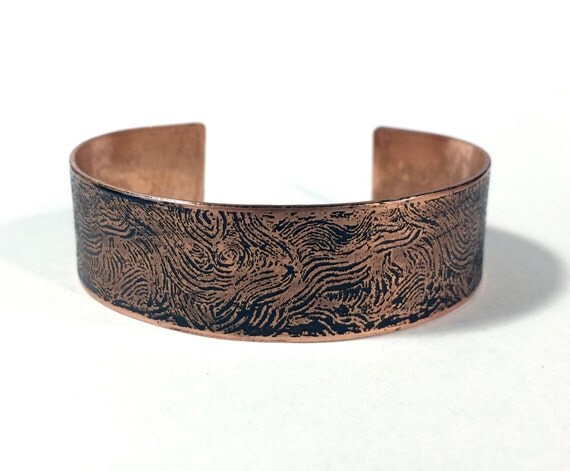 Etched Copper Cuff Bracelet Free Domestic Shipping