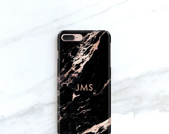 Rose Black Marble Phone Case Personalized Gift for Her, Sister, Mom, iPhone 7, 6S, SE, Plus Case Custom Gift Ideas for Blogger